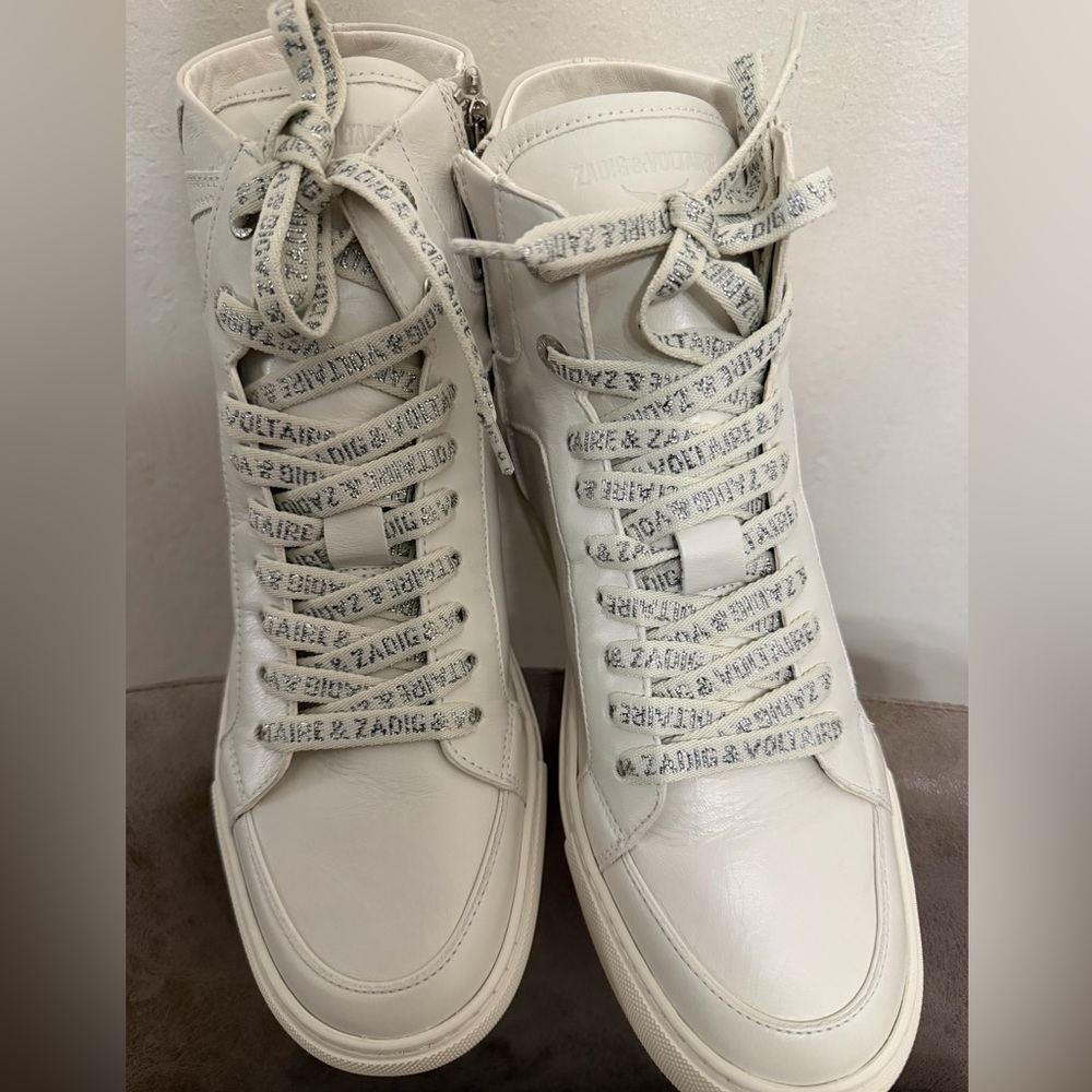 Zadig & Voltaire Cream High-Top Sneakers